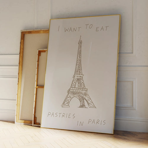 Modern Sketch Eiffel Tower Canvas Wall Art Print