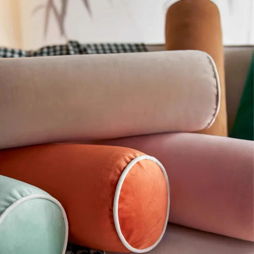Long Round Pillows Luxury Soft Velvet Column Cushions Candy Color Decorative Pillow For Sofa Chair Bedding Home Decoration