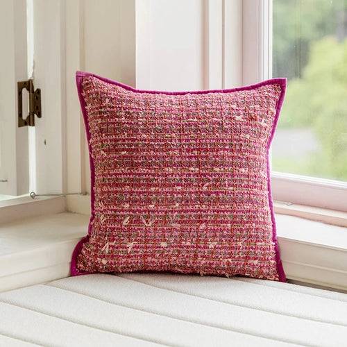 American Colored Pillow Cover Decorative Pink Jacquard Yarn-dyed Cushion Cover Home Living Room Cojines Decorativos Para Sofá