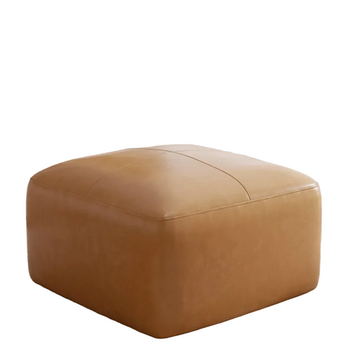 Leather Upholstered Square Ottoman Footstool
