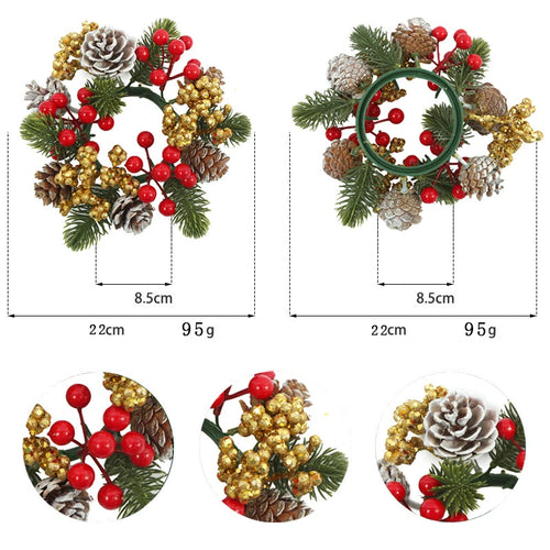 Artificial Pinecone & Berry Christmas Candle Wreaths