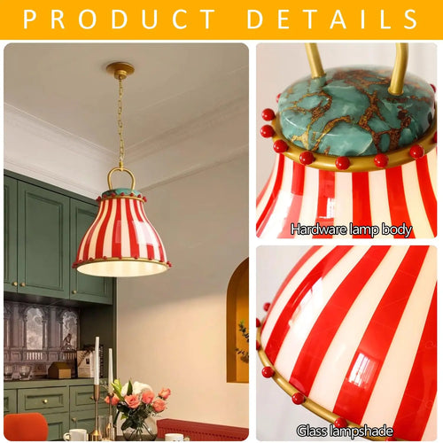 American Circus Striped Glass Pendant Light