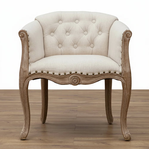 Solid wood antique American country accent chair with carved details and rustic finish, small furniture piece for cozy home decor.