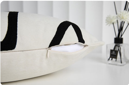 Black Stripe Suede White Cotton Throw Pillow Covers - The Finishing Touch Decor