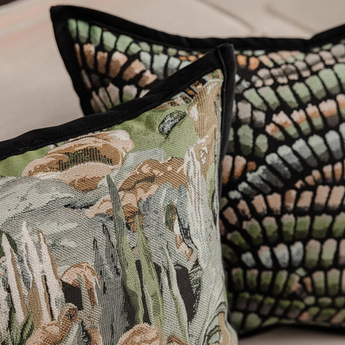 Luxury Retro Green Rolling Forest Throw Pillow Covers