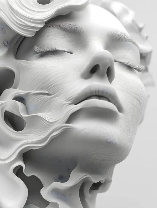 White Painted Female Face Canvas Wall Art Print