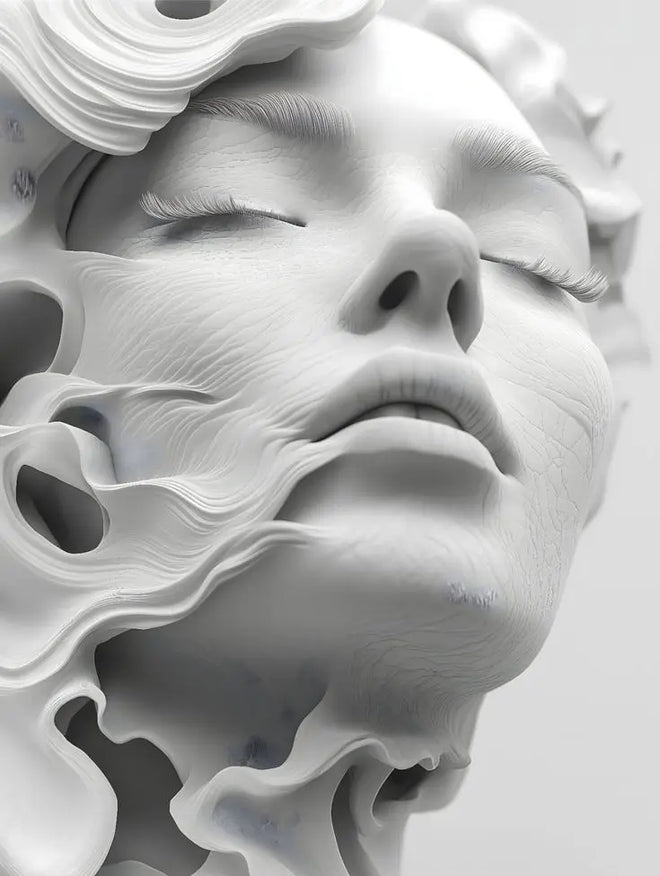 White Painted Female Face Canvas Wall Art Print