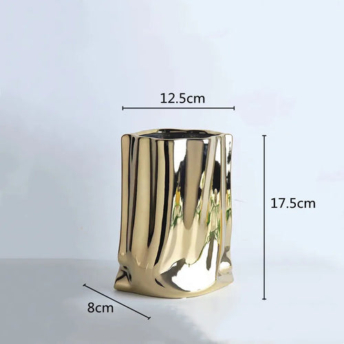 Silver Ruffled Ceramic Porcelain Flower Vase - The Finishing Touch Decor