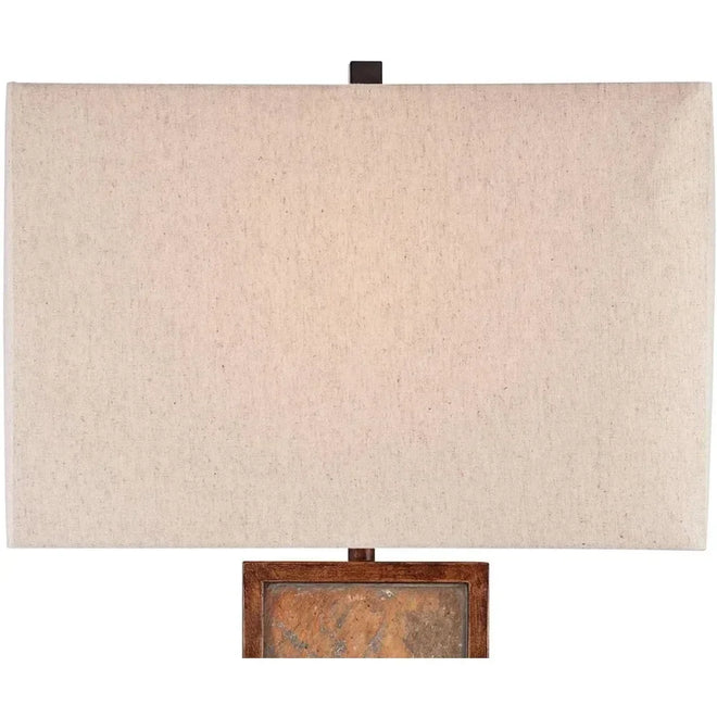 Modern Natural Slate & Bronze Rustic Set of Table Lamps - The Finishing Touch Decor