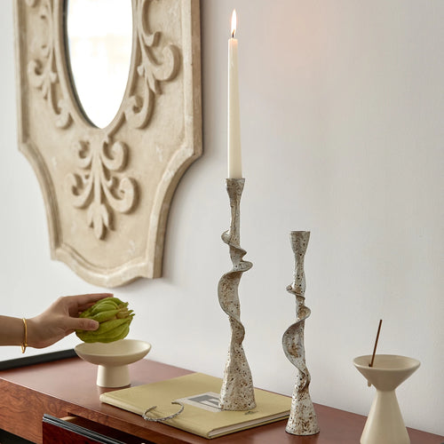 Freeform Aged Silver Resin Candle Holder