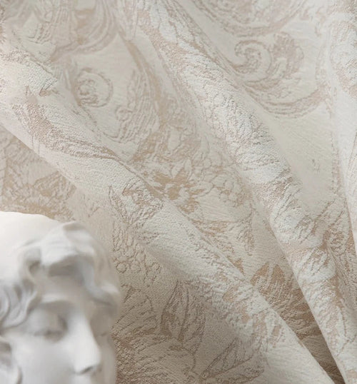 Beige Classical French Jacquard Blackout Window Curtains - The Finishing Touch Decor