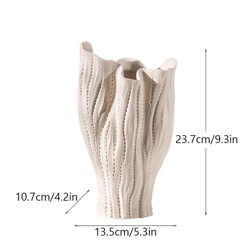 Off-White Ceramic Coral Texture Coastal Style Vase - The Finishing Touch Decor