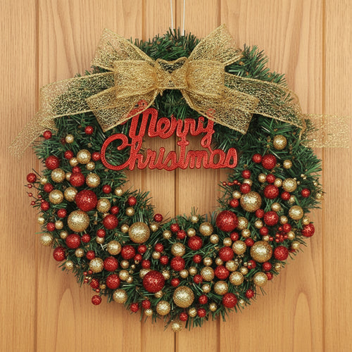 Rattan Christmas Garland Metallic Ornament Wreath
