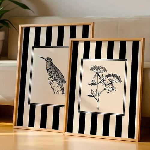 Black Striped Set of 2 Canvas Wall Art Prints