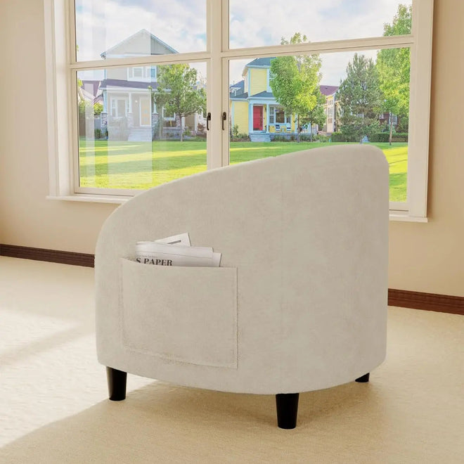 Ecru Boucle Barrel Accent Club Chair - The Finishing Touch Decor