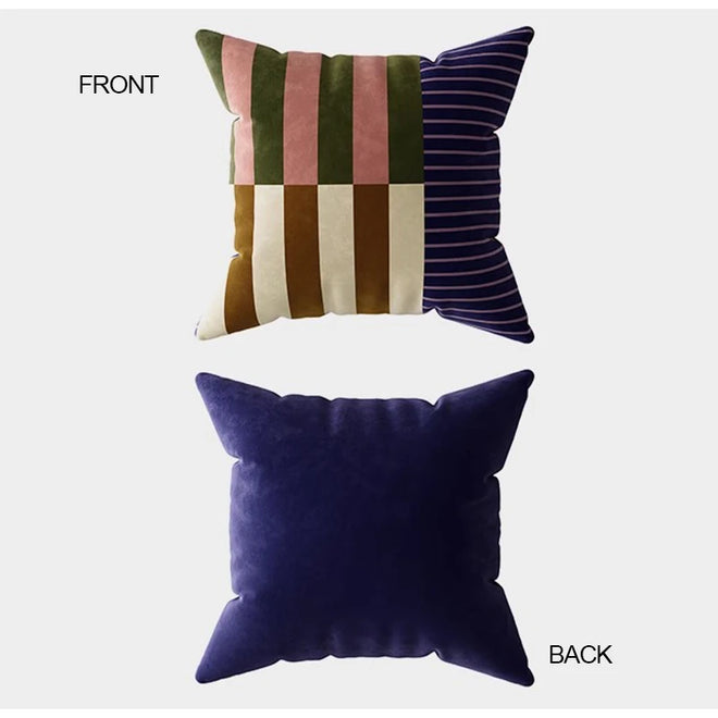 Modern Medieval Stripe Velvet Throw Pillow Cover