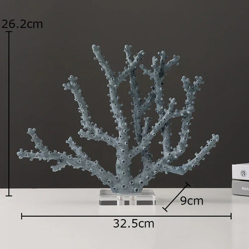 Light Blue Resin Coral Table Sculpture