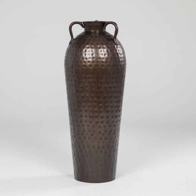 Tall Hammered Metal Floor Urn Vase 28"