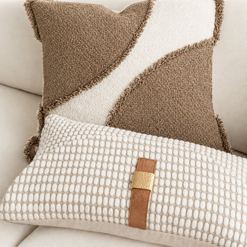Cream & Greige Wabi-Sabi Fringed Throw Pillow Covers