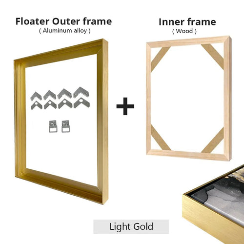 Wall Art Floating Metal and Wood Frame DIY Kit for Canvas Print, Picture, Oil Painting - The Finishing Touch Decor