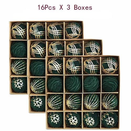 Flocked 6cm Round Christmas Tree Ornaments