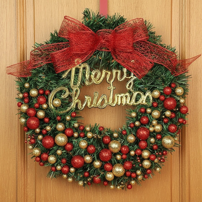 Rattan Christmas Garland Metallic Ornament Wreath