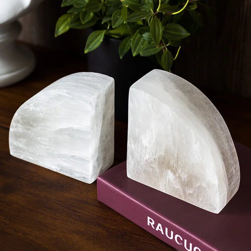 Natural Gypsum Mine White Onyx Bookend