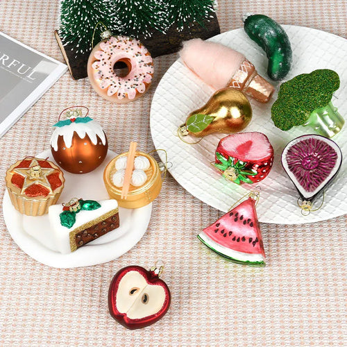 Painted Assortment of Food-Shaped Tree Ornaments