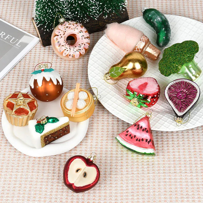 Painted Assortment of Food-Shaped Tree Ornaments
