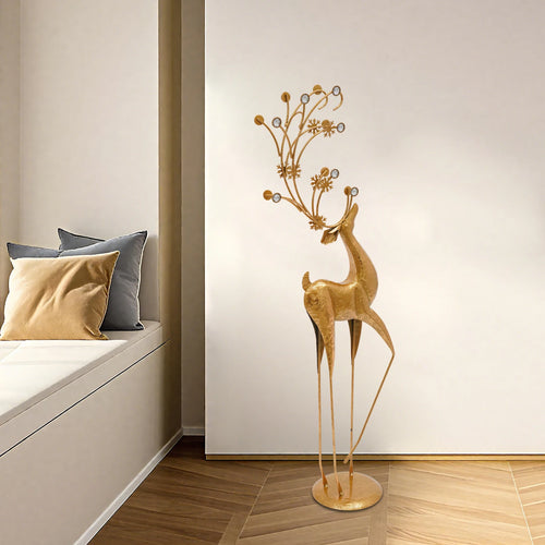 Gold & Rhinestone Tall 3.5ft Reindeer Statue