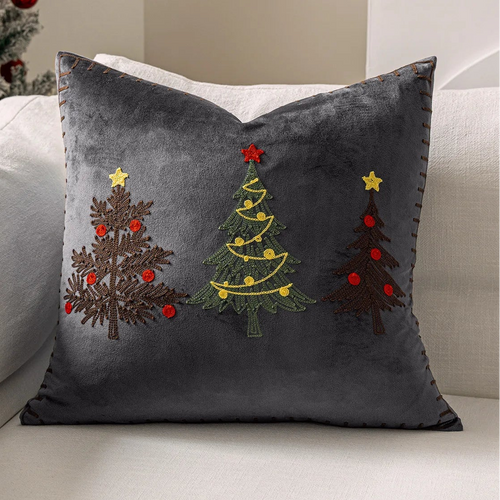 Velvet Embroidered Christmas Tree Throw Pillow Covers
