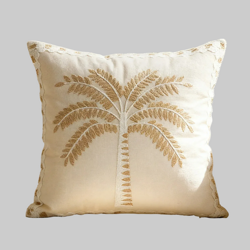 Palm Tree Embroidery Linen Throw Pillow Covers