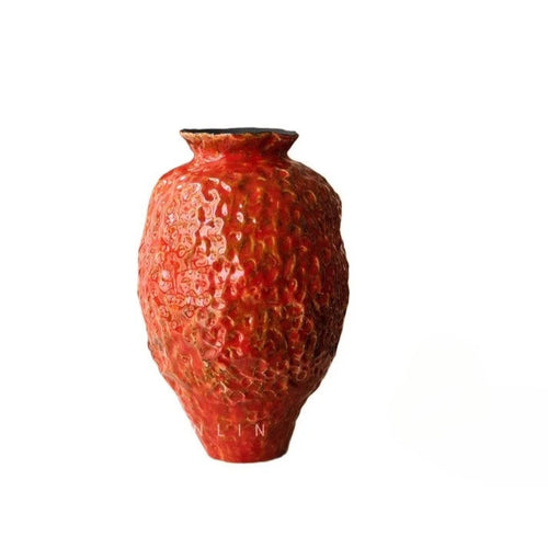 Wabi Sabi Retro Jingdezhen Ceramic Vase Dual Use Flower Vase for Fresh or Dried Flowers Zen Tabletop Decor Chunky Pot