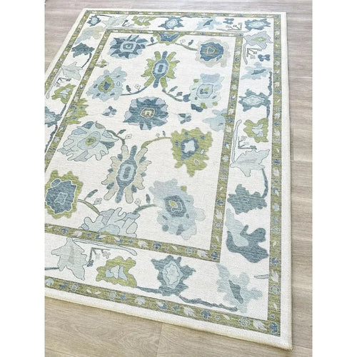 Classic Vintage Cream Green Floral Pattern Large Area Rug - The Finishing Touch Decor