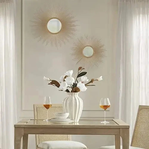 Gold Tone Iron Metal Large Sunburst Wall Art Mirror - The Finishing Touch Decor