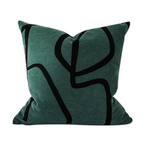 Modern decorative throw pillow case with luxury thread stripes and geometric embroidery, ideal for urban home decor accents.