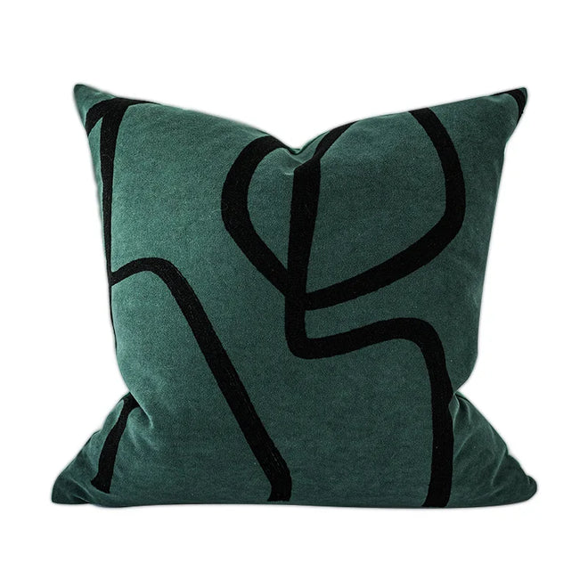 Modern decorative throw pillow case with luxury thread stripes and geometric embroidery, ideal for urban home decor accents.