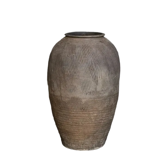 Rustic Zen large terracotta decorative floor vase with a natural finish, ideal for enhancing interior or outdoor spaces.