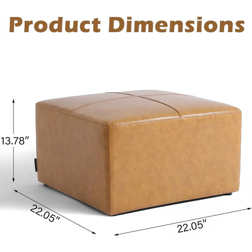 Leather Upholstered Square Ottoman Footstool