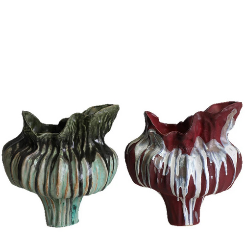 Irregular drip Wabi Sabi porcelain ceramic decorative vase with a minimalist, organic design by The Finishing Touch Decor.