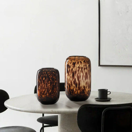 Amber Tortoise Shell Print Glass Vase