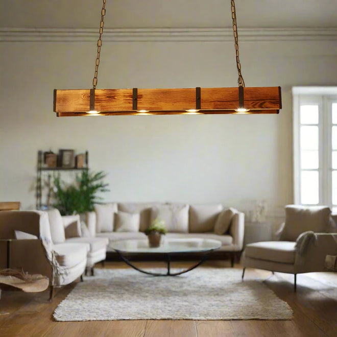 Rustic Wood Beam Farmhouse Vintage Chandelier Pendant Lamp - The Finishing Touch Decor