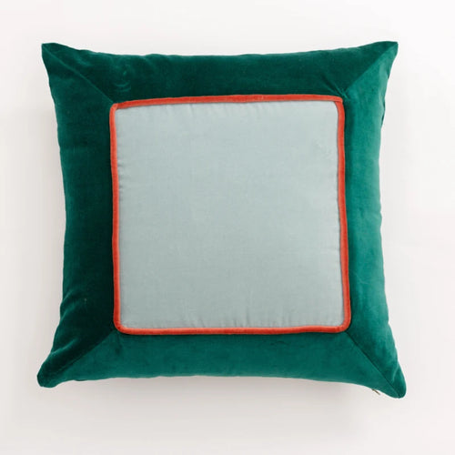 Colorful retro patchwork velvety throw pillows by The Finishing Touch Decor, featuring vibrant patterns and soft velvet fabric.