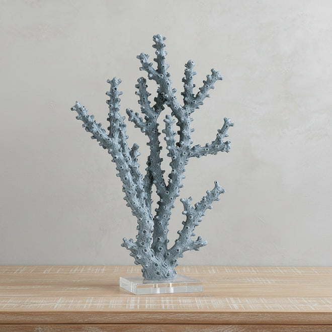 Simulated coral branch resin sculpture, table art decor piece, crafted by The Finishing Touch Decor with intricate coral-like detail