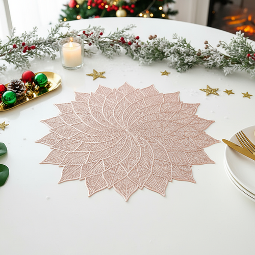 Holiday Metallic Flower Round Table Placemat