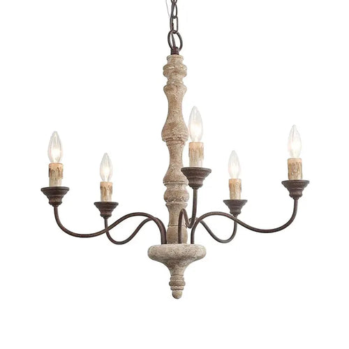 Creative American Retro French Wood Chandelier Restaurant Homestay Bedroom Lamp Nordic Home Living Room Kitchen Pendant Lamp