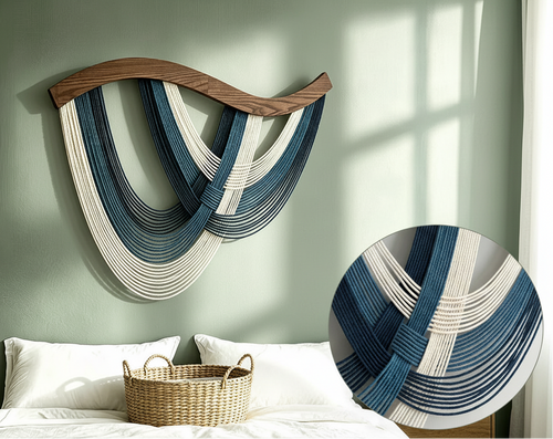 Draped Yarn Macrame Wall Art Hanging