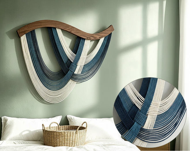 Draped Yarn Macrame Wall Art Hanging
