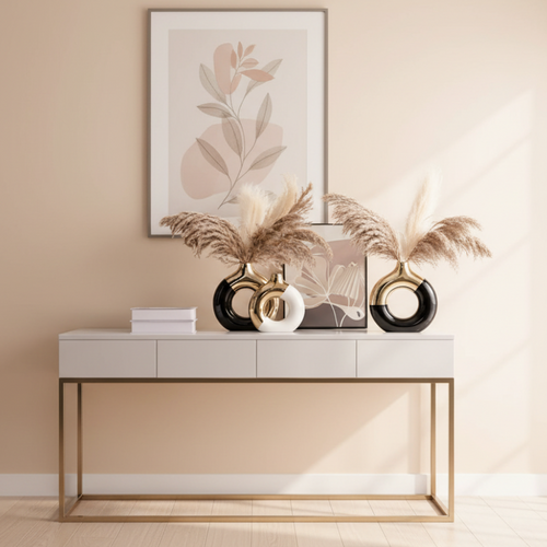 Gold Accent Ceramic Donut Vase