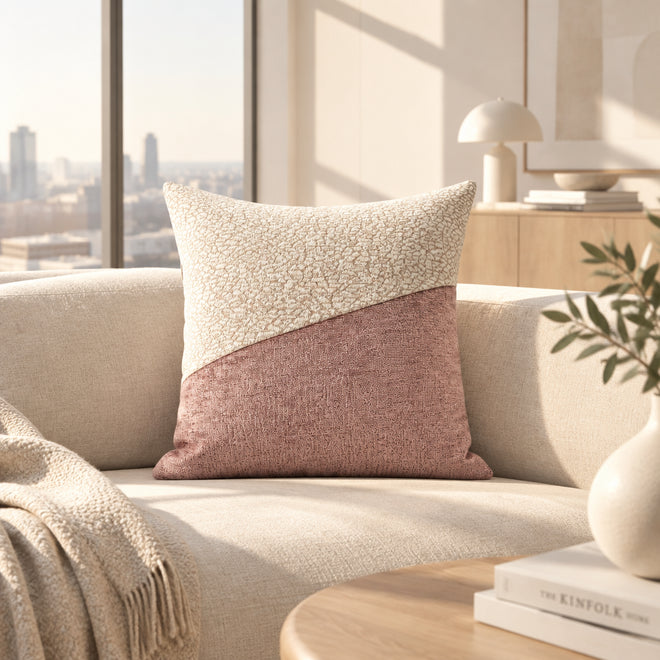 Luxury Pink Tangerine Textured Throw Pillow Covers